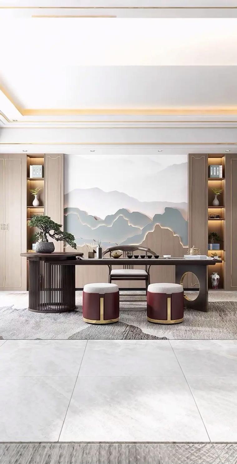 新中式禪意茶空間 黑胡桃木茶桌椅組合的藝術(shù)與實用